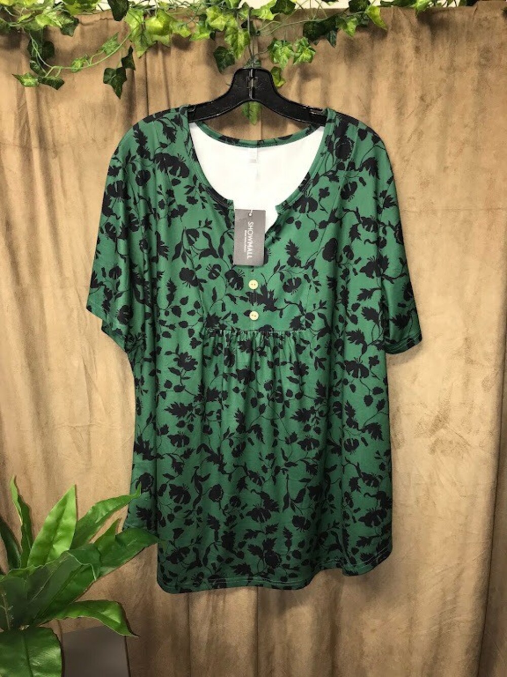 SHOWMALL 2XL Short Sleeve Floral Pattern Shirt NWT